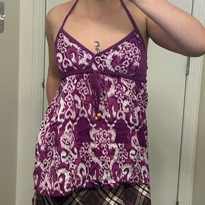 purple y2k halter neck top